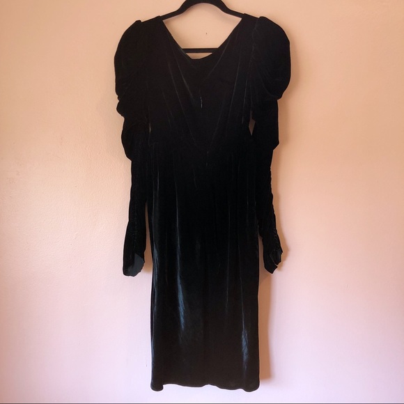 Vintage Norma Kamali Ruched Velvet Dress - Picture 4 of 5